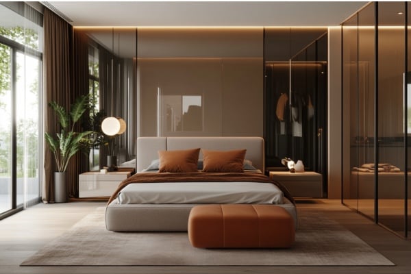  lacquered glass headboard