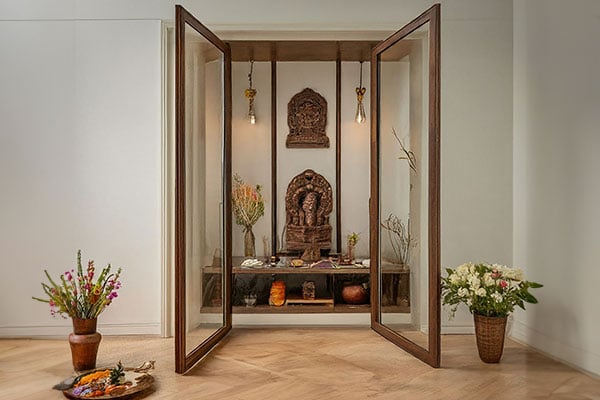 pooja room glass door designs