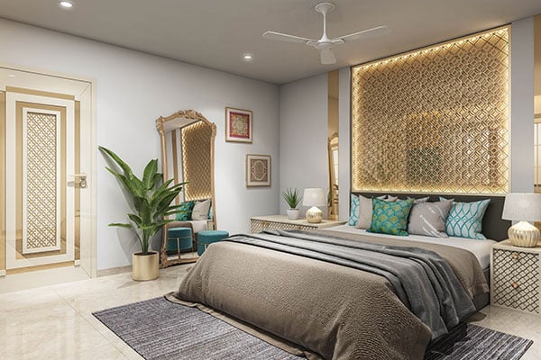 tinted mirror backdrop bed headboard