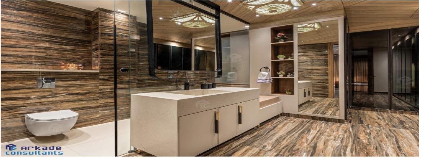 glass partition and door to bathroom