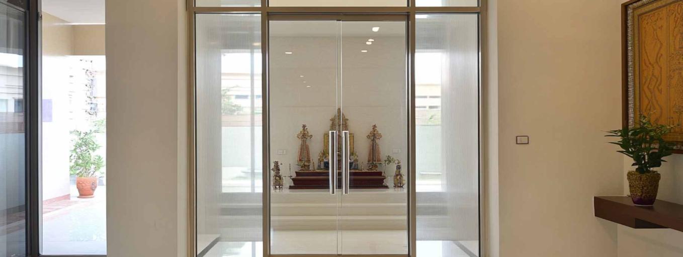 Pooja room glass door design