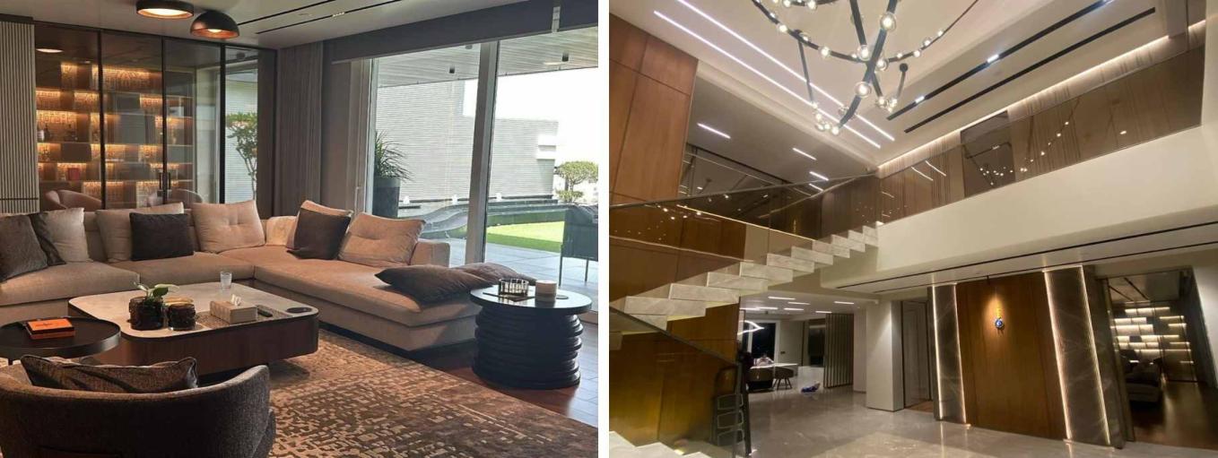 Living-area-with-Tinted-Glass-Railings in a Delhi home