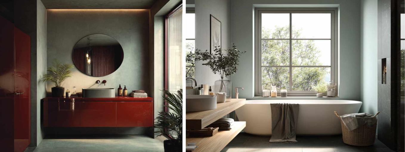 Lacquered glass finishes and Bathtubs
