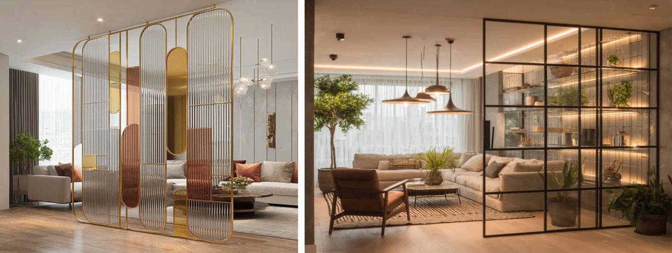 Textured glass and Metal Divider