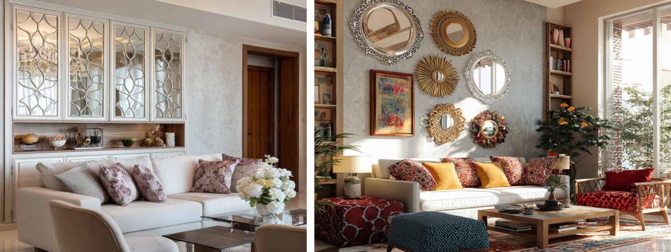Mirrored furnitures and Boho mirrors